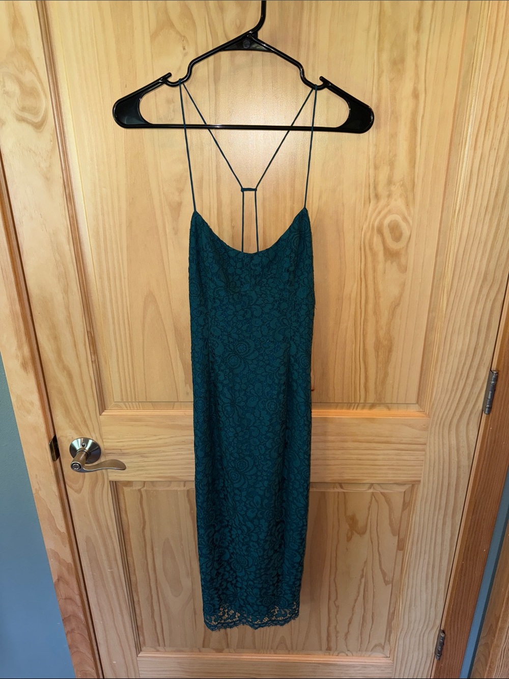 Urban Outfitters Dark Teal Lace Strapless Slip Dress